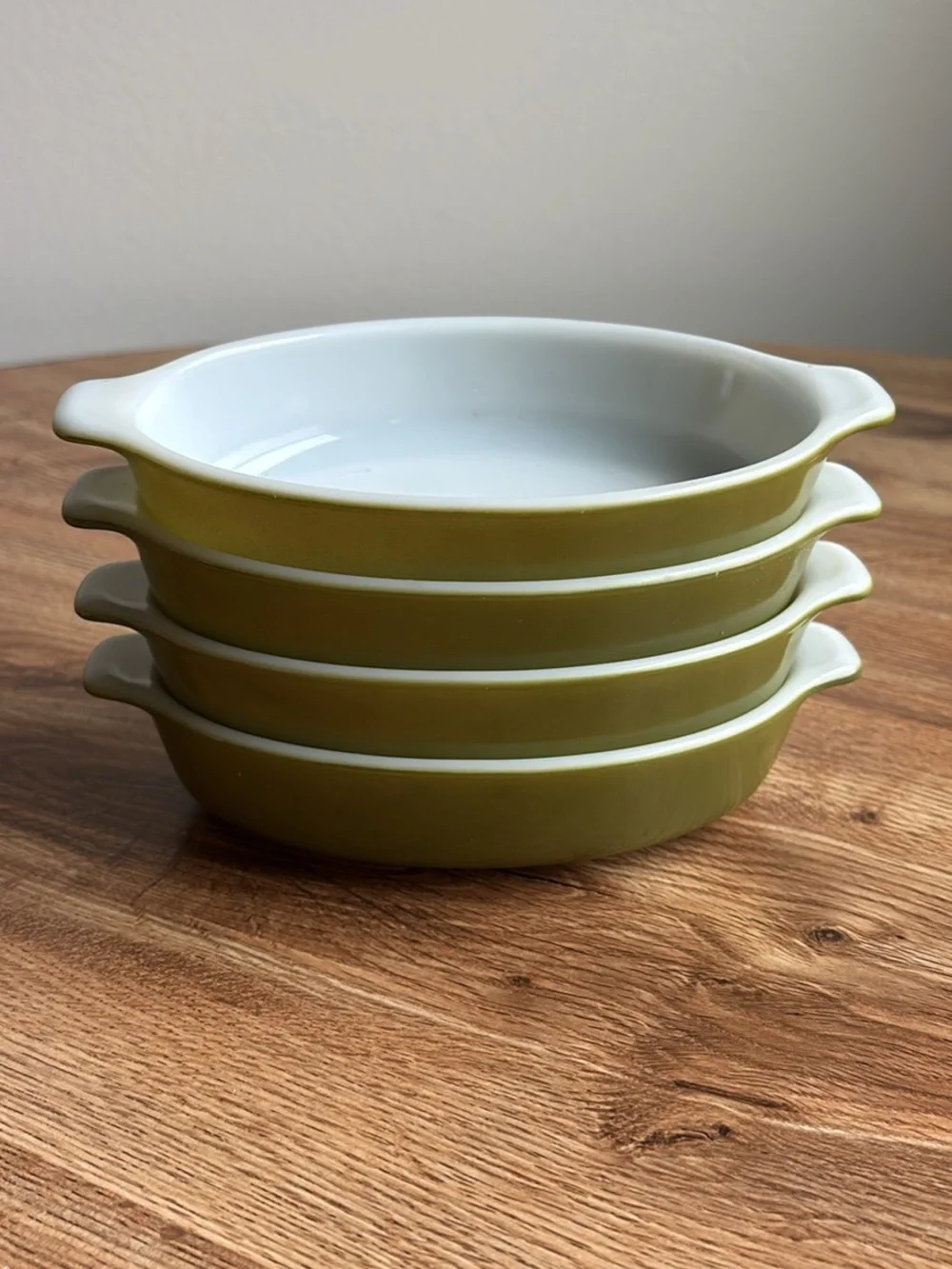 Vintage Pyrex 700 Avocado Green 10 oz Oval Casserole Dishes - Set of 4